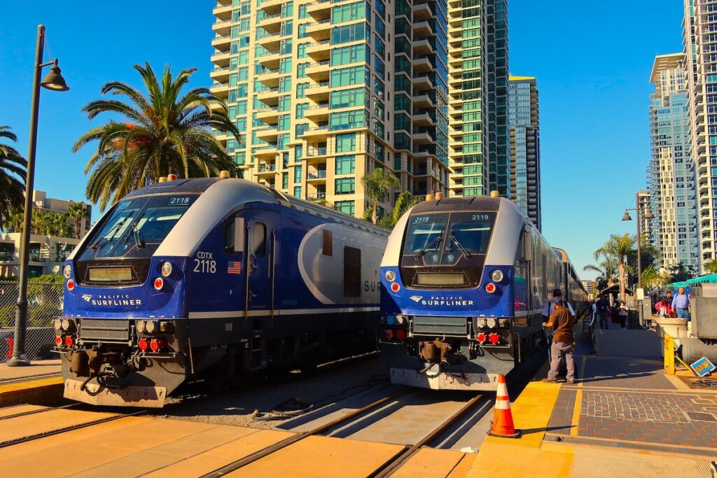 Amtrak Pacific Surfliner trains in San Diego
